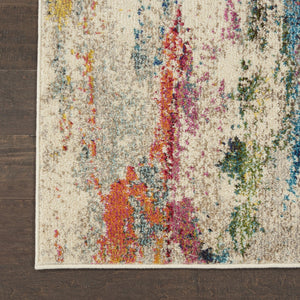 HomeRoots 7' Ivory Abstract Power Loom Area Rug - Modern Elegance for Living Rooms & Dining Areas, Easy Care 10' Runner 550978