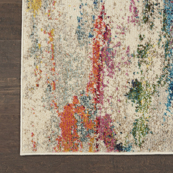 HomeRoots 7' Ivory Abstract Power Loom Area Rug - Modern Elegance for Living Rooms & Dining Areas, Easy Care 10' Runner 550978