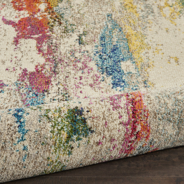 Homeroots 10' Runner Ivory Abstract Power Loom Runner Rug  Polypropylene 550978