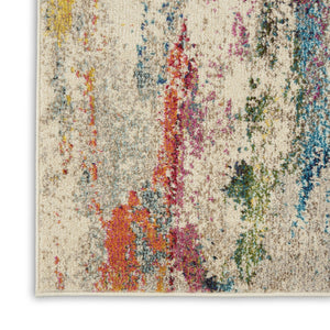 HomeRoots 7' Ivory Abstract Power Loom Area Rug - Modern Elegance for Living Rooms & Dining Areas, Easy Care 10' Runner 550978