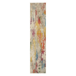HomeRoots 7' Ivory Abstract Power Loom Area Rug - Modern Elegance for Living Rooms & Dining Areas, Easy Care 10' Runner 550978
