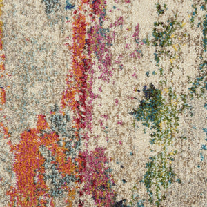 Homeroots 10' Runner Ivory Abstract Power Loom Runner Rug  Polypropylene 550978