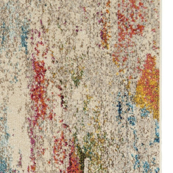 HomeRoots 7' Ivory Abstract Power Loom Area Rug - Modern Elegance for Living Rooms & Dining Areas, Easy Care 10' Runner 550978