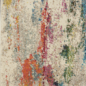 Homeroots 10' Runner Ivory Abstract Power Loom Runner Rug  Polypropylene 550978