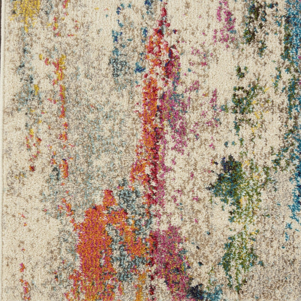 Homeroots 10' Runner Ivory Abstract Power Loom Runner Rug  Polypropylene 550978