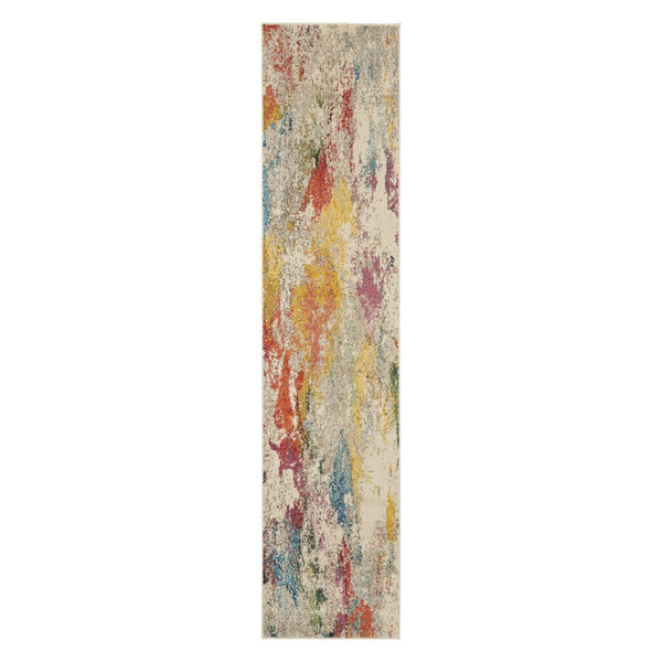 HomeRoots 7' Ivory Abstract Power Loom Area Rug - Modern Elegance for Living Rooms & Dining Areas, Easy Care 10' Runner 550978