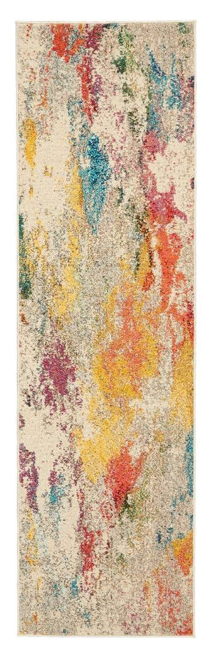 Homeroots 10' Runner Ivory Abstract Power Loom Runner Rug  Polypropylene 550978