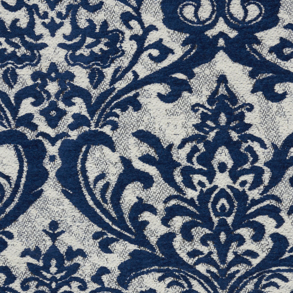 Homeroots 8' X 10' Navy Blue And Ivory Damask Distressed Area Rug  Cotton,Polyester 550983