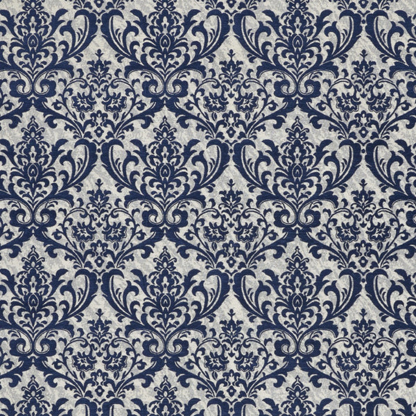 Homeroots 8' X 10' Navy Blue And Ivory Damask Distressed Area Rug  Cotton,Polyester 550983
