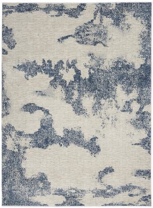 Homeroots 4' X 6' Light Blue And Ivory Abstract Non Skid Area Rug  Polypropylene,Polyester 550984