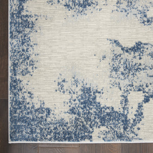 Homeroots 4' X 6' Light Blue And Ivory Abstract Non Skid Area Rug  Polypropylene,Polyester 550984