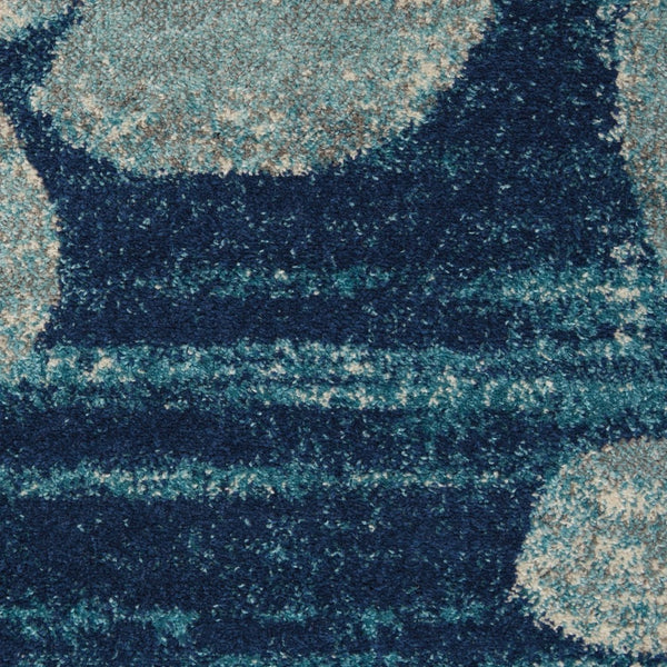 HomeRoots 5' Botanical Leaves Area Rug in Navy and Light Blue – Durable, Easy-Clean Design for Cozy Spaces 5' X 7' 550989