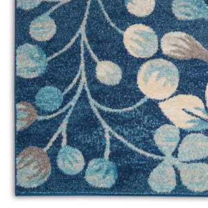 HomeRoots 5' Navy Blue and Beige Botanical Leaves Area Rug for Stylish and Durable Home Decor Solutions 6' X 9' 550990