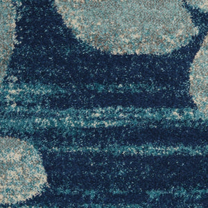 HomeRoots 5' Botanical Leaves Area Rug in Navy and Light Blue – Durable, Easy-Clean Design for Cozy Spaces 6' X 9' 550993