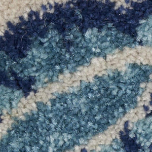 HomeRoots 5' Botanical Leaves Area Rug in Navy and Light Blue – Durable, Easy-Clean Design for Cozy Spaces 6' X 9' 550993