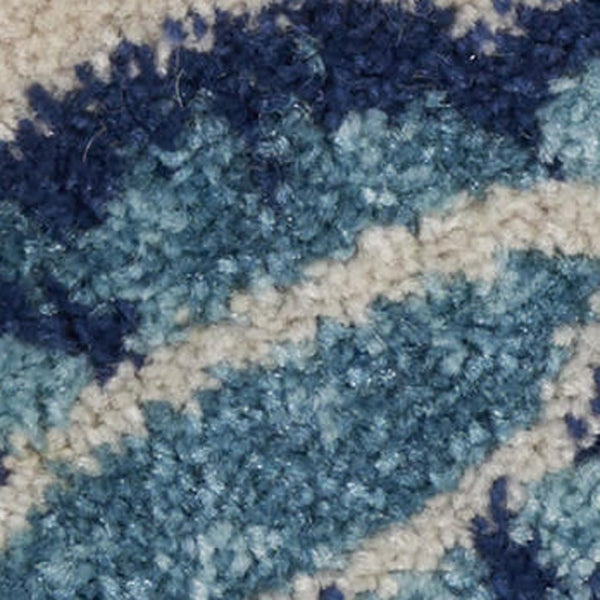 HomeRoots 5' Botanical Leaves Area Rug in Navy and Light Blue – Durable, Easy-Clean Design for Cozy Spaces 6' X 9' 550993