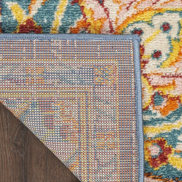 5x7 Floral Medallion Area Rug Navy Polypropylene Weave for Living or Dining Rooms