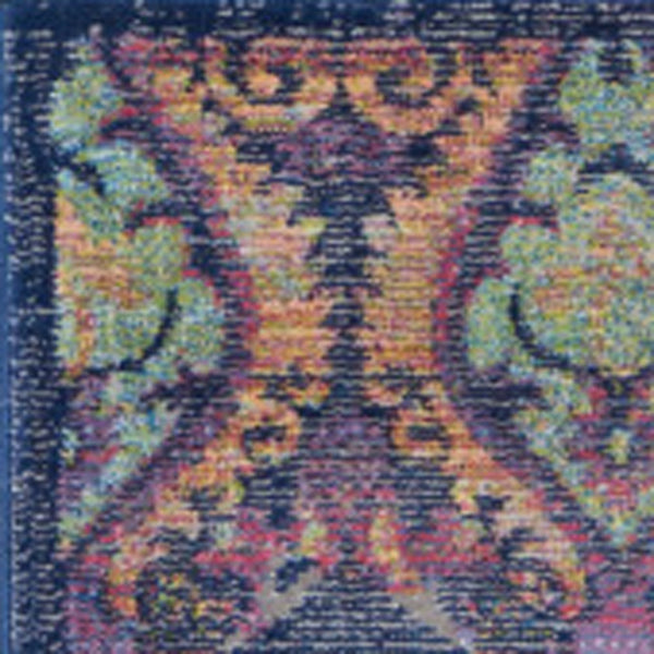 Homeroots 4' X 6' Navy Blue And Orange Ogee Distressed Non Skid Area Rug  Polypropylene,Polyester 550996