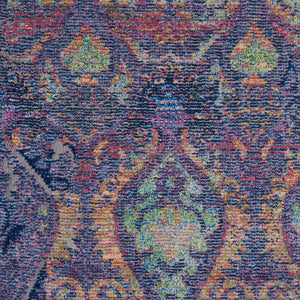 Homeroots 4' X 6' Navy Blue And Orange Ogee Distressed Non Skid Area Rug  Polypropylene,Polyester 550996