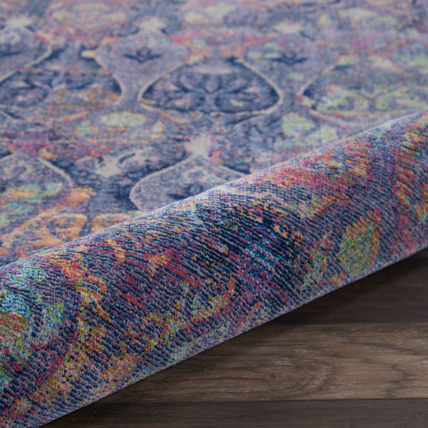 Homeroots 4' X 6' Navy Blue And Orange Ogee Distressed Non Skid Area Rug  Polypropylene,Polyester 550996