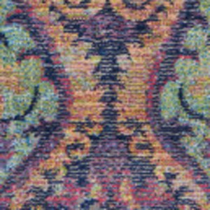 Homeroots 4' X 6' Navy Blue And Orange Ogee Distressed Non Skid Area Rug  Polypropylene,Polyester 550996