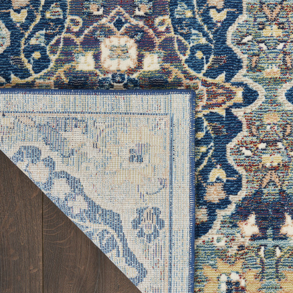 Homeroots 4' X 6' Ivory Navy Blue And Yellow Floral Distressed Non Skid Area Rug  Polypropylene,Polyester 550999