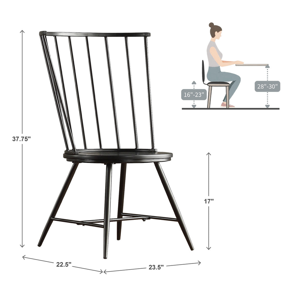 Homelegance Xenia High Back Dining Chair Set of Two with Metal Frame for Modern Interiors Black 550C-BK(3A)