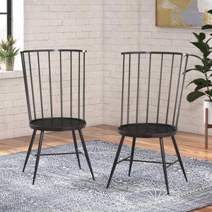 Xenia High Back Dining Chair Set of Two with Metal Frame for Modern Interiors