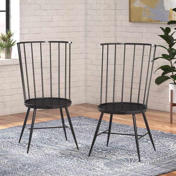 Xenia High Back Dining Chair Set of Two with Metal Frame for Modern Interiors