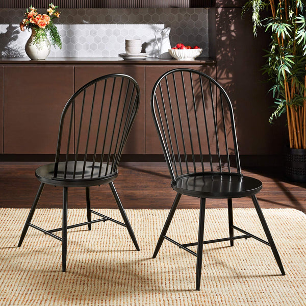 Xenia Iron Hoop High Back Dining Chair Set for Stylish Modern Living Spaces