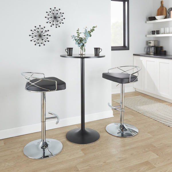 English Elm Adjustable Swivel Barstools Mid-century Modern Walnut and Cream Faux Leather Set of 2 B202S02169