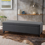 Hearth and Haven Xenon Fabric Upholstered Storage Bench with Birch Wood Legs, Dark Grey 73766.00FDGRY