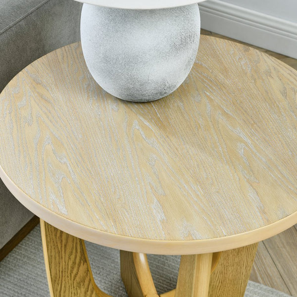 English Elm 25" Mid Century Modern Round End Table - Oak MDF Side Table, Sturdy 130lb Top, Stylish Nightstand W1801P195684