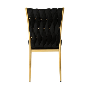 English Elm Modern Velvet Upholstered Dining Chairs Set of 2 with Electroplated Legs for Kitchen Black W210P301582