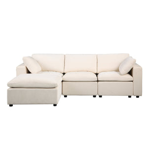 English Elm Modular Sectional Sofa: Versatile U-Shaped Couch With Ottomans For Stylish Living Room Comfort W1123S00036