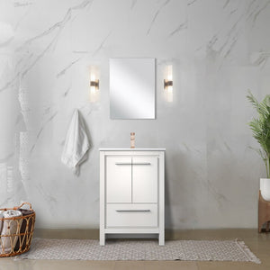 English Elm White Bath Vanity Set With Cultured Marble Top, Rose Gold Faucet, And Matching 18" Mirror For Style B2731S02042-GIGA