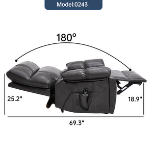 English Elm Dark Grey Leatheraire Power Lift Recliner Dual Motor Massage Heat Heavy Duty W1803P340317