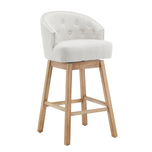 English Elm Christopher Knight Home® - 33.25" Swivel Counter Stools Set of 2 - 360° Upholstered Button-Tufted Back, Rubberwood Frame, Beige WF532109BGE
