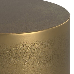 English Elm Cody Cast Aluminum Side Table in Bronze — Handcrafted Antique Brass Top, Textured Finish, Multipurpose Decor (21") B136P239033