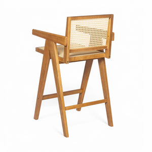 English Elm Christopher Knight Home® - 27'', Modern minimalist bar stool set of 2 with cane PE rattan seats, solid rubberwood frame, durable craft finish Natural N780P237929N