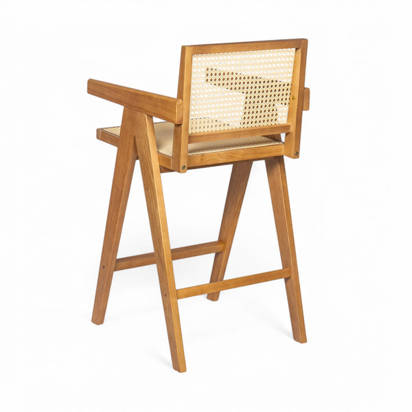 English Elm Christopher Knight Home® - 27'', Modern minimalist bar stool set of 2 with cane PE rattan seats, solid rubberwood frame, durable craft finish Natural N780P237929N