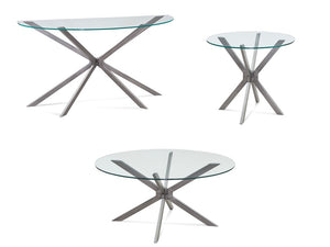 Basset Mirror Deen Round End Table - Stylish Industrial Design With Gunmetal Base And Durable Glass Top For Modern Homes Silver Steel,Glass 5510-220-492