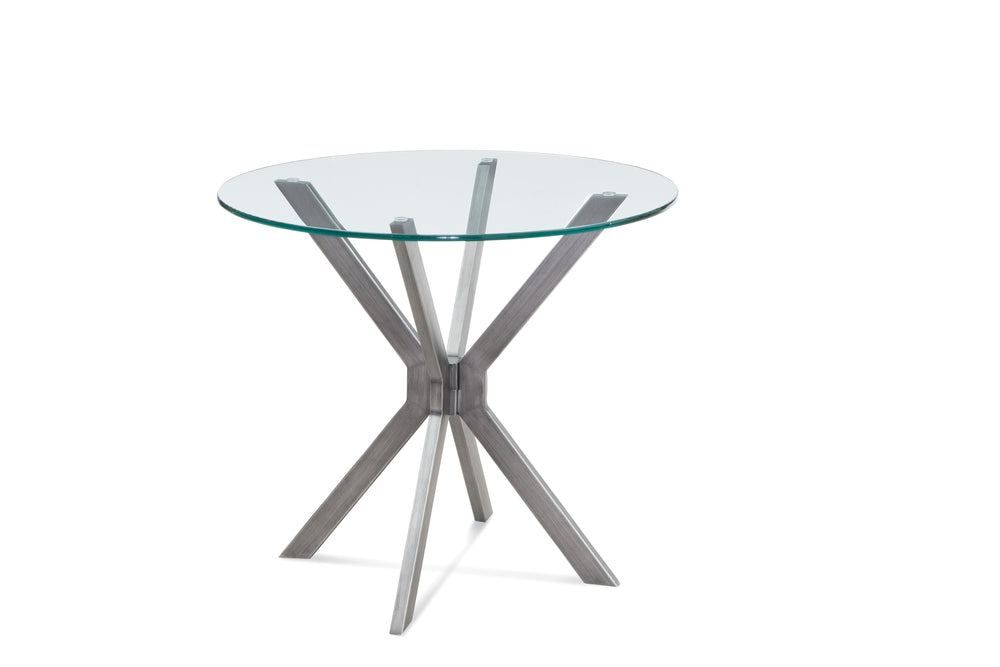 Basset Mirror Deen Round End Table - Stylish Industrial Design With Gunmetal Base And Durable Glass Top For Modern Homes Silver Steel,Glass 5510-220-492