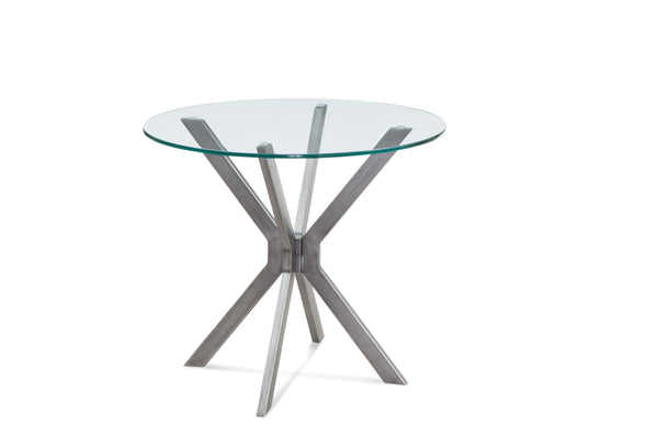 Basset Mirror Deen Round End Table - Stylish Industrial Design With Gunmetal Base And Durable Glass Top For Modern Homes Silver Steel,Glass 5510-220-492