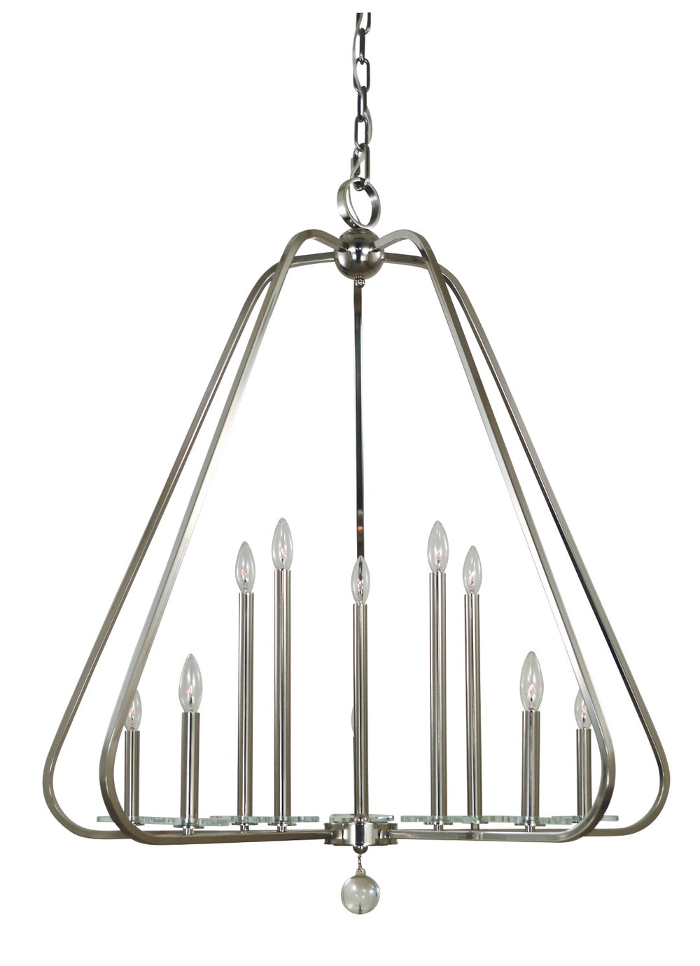 Framburg 10-light Elegant Triangulum Foyer Chandelier – Modern Design For Stunning Home Illumination Polished Nickel Metal 5510 Pn