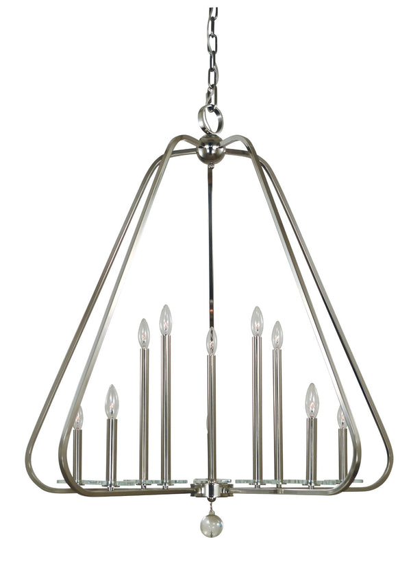 Framburg 10-light Elegant Triangulum Foyer Chandelier – Modern Design For Stunning Home Illumination Polished Nickel Metal 5510 Pn