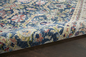 Homeroots 4' X 6' Navy Blue And Yellow Floral Distressed Non Skid Area Rug  Polypropylene,Polyester 551002