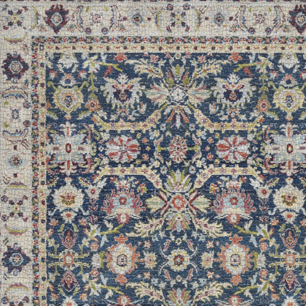 Homeroots 4' X 6' Navy Blue And Yellow Floral Distressed Non Skid Area Rug  Polypropylene,Polyester 551002