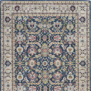 Homeroots 4' X 6' Navy Blue And Yellow Floral Distressed Non Skid Area Rug  Polypropylene,Polyester 551002