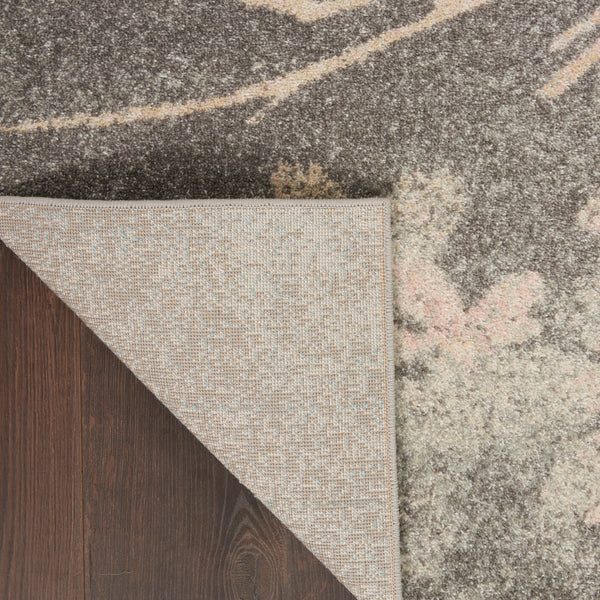 Homeroots 5' Gray And Pink Floral Area Rug - Durable, Stain Resistant Design For Homes With Kids And Pets  Polypropylene 551009